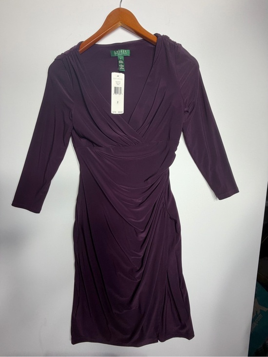Lauren Ralph Lauren Dresses & Skirts - Lauren Ralph Lauren Deep Plum Draped Wrap-Style Jersey Dress size 2 new w tags